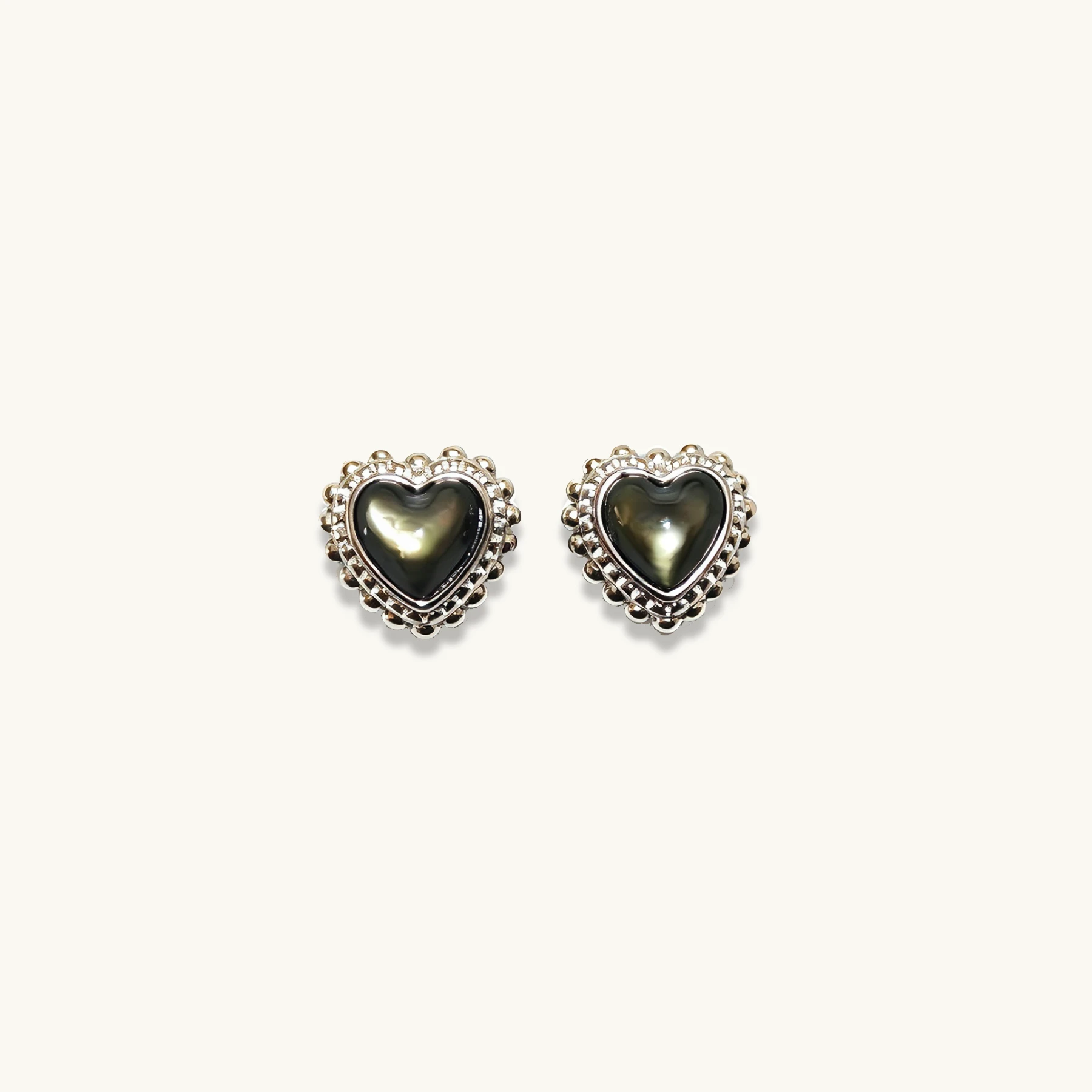 Black Mother of Pearl · Protection & Intuitive Heart Stud Earrings Black Mother of Pearl Protection & Intuition Heart Stud Earrings in 925 sterling silver by Meruisa Crystal