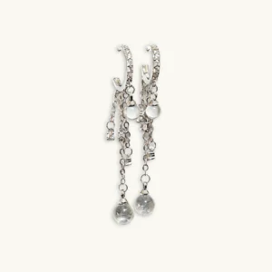Clear Quartz Clarity & Illumination Tassel Drop Earrings in sterling silver with pavé top and CZ accents by Meruisa Crystal