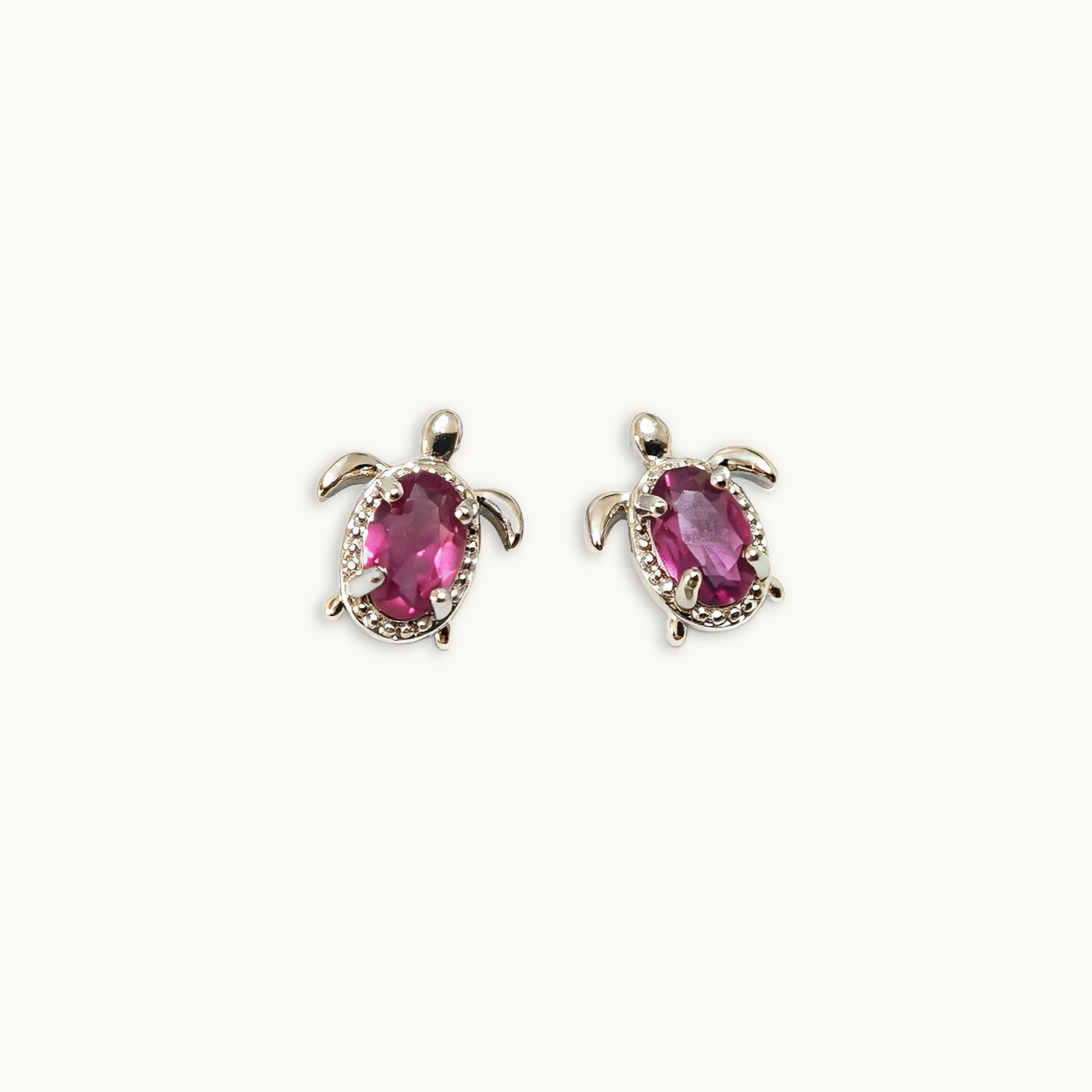 Garnet · Vitality & Protection Sea Turtle Stud Earrings Garnet Vitality & Protection Sea Turtle Stud Earrings in 925 sterling silver with beaded halo – Meruisa