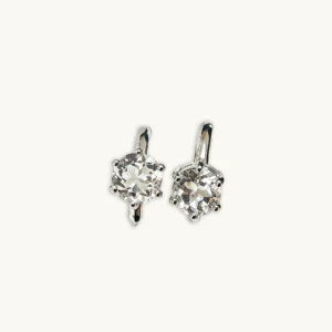 Clear Quartz Clarity & Amplification Diamond-Cut Hoop Earrings in sterling silver by Meruisa Crystal