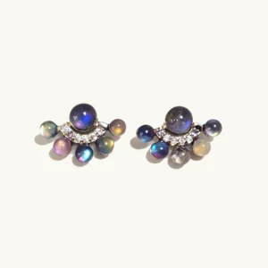 Labradorite Intuition & Protection Stud Earrings in 925 Sterling Silver by Meruisa Crystal