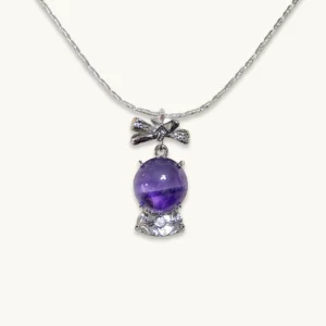Amethyst Intuition Starry Crown Pendant/Necklace — natural 10.2mm spherical Amethyst pendant by Meruisa Crystal