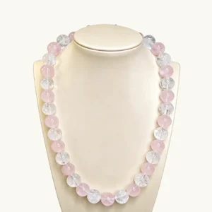 White-Azeztulite-Rose-Quartz-Bracelet-Necklace-Set-Heart-Clasp-Meruisa-Crystal
