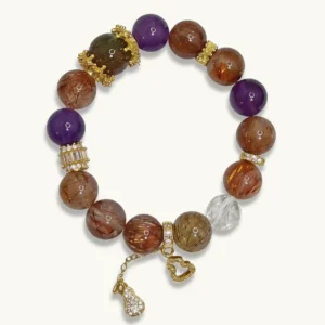 The Harmonist Black Gold Super Seven Amethyst Clear Quartz Bracelet Wealth Abundance Connections Meruisa