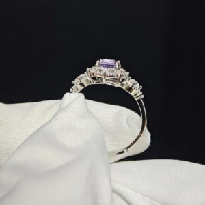 Amethyst Protection & Clarity Ring — natural square-cut Amethyst set in sterling silver with marquise accent details by Meruisa Crystal