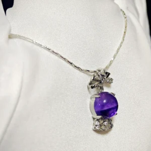 Amethyst Intuition Starry Crown Pendant/Necklace — natural 10.2mm spherical Amethyst pendant by Meruisa Crystal