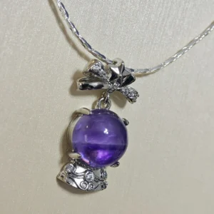 Amethyst Intuition Starry Crown Pendant/Necklace — natural 10.2mm spherical Amethyst pendant by Meruisa Crystal