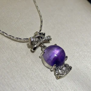 Amethyst Intuition Starry Crown Pendant/Necklace — natural 10.2mm spherical Amethyst pendant by Meruisa Crystal