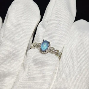 Aquamarine Ring-Cabochon Gemstone-Sterling Silver Ring-Natural Gemstone