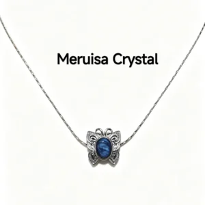 Black Obsidian · Protection Butterfly Frame Pendant/Necklace/Bracelet — black silver‑plated copper frame pendant with butterfly inside and natural black obsidian bead at top by Meruisa Crystal