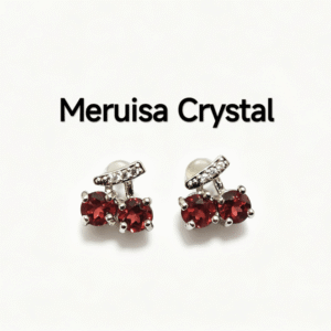 Garnet Vitality & Abundance Cherry Stud Earrings in 925 sterling silver with pavé accents by Meruisa Crystal