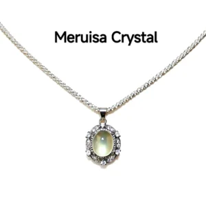Citrine · Abundance Crown Pendant — 15mm natural honey-gold Citrine cabochon set in pave diamond halo by Meruisa Crystal