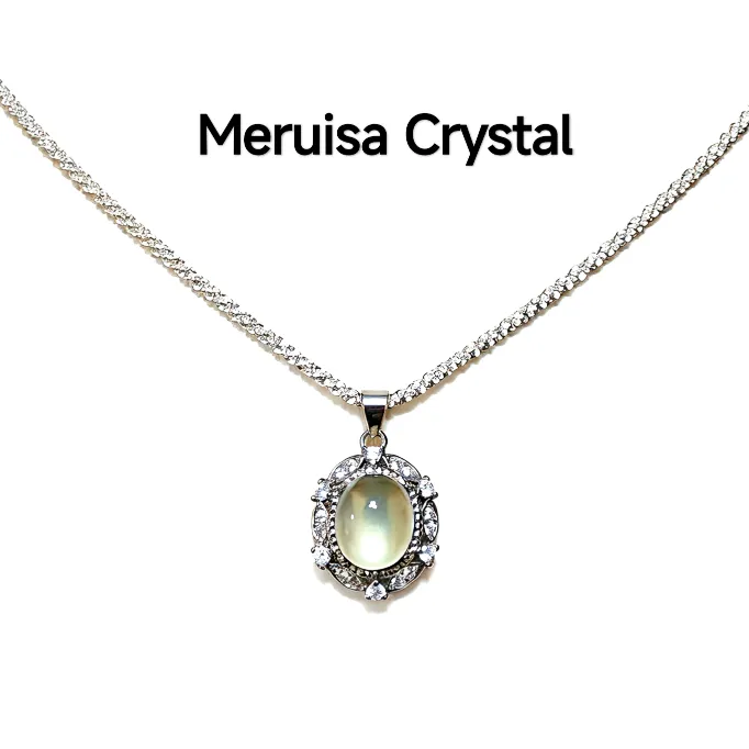 Citrine · Abundance Crown Pendant Citrine · Abundance Crown Pendant — 15mm natural honey-gold Citrine cabochon set in pave diamond halo by Meruisa Crystal