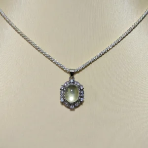 Citrine · Abundance Crown Pendant — 15mm natural honey-gold Citrine cabochon set in pave diamond halo by Meruisa Crystal