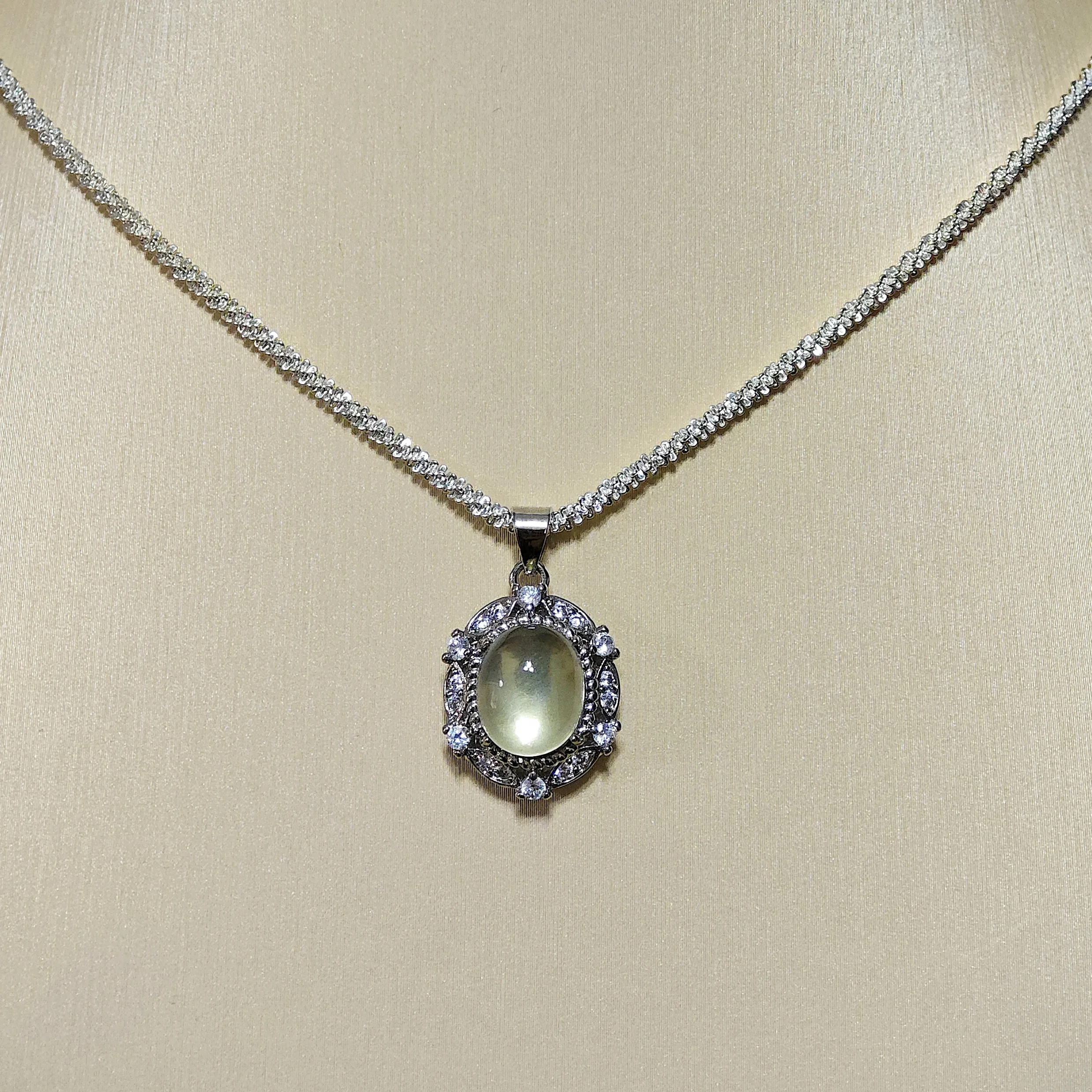 Citrine · Abundance Crown Pendant Citrine · Abundance Crown Pendant — 15mm natural honey-gold Citrine cabochon set in pave diamond halo by Meruisa Crystal