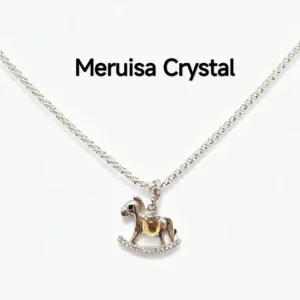 Citriner · Abundance Rocking Horse Pendant/Necklace — silver rocking horse charm with natural 5.2mm faceted Citrine at center by Meruisa Crystal