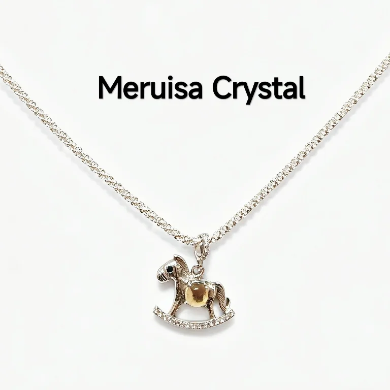 黃水晶 · 豐盛搖搖馬吊墜 Citriner · Abundance Rocking Horse Pendant/Necklace — silver rocking horse charm with natural 5.2mm faceted Citrine at center by Meruisa Crystal