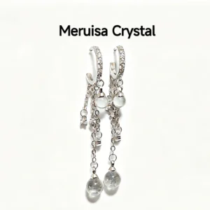 Clear Quartz Tassel Hoop Earrings