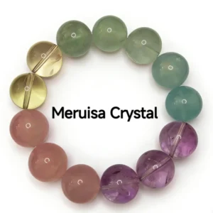 Aquamarine-Bolivian Amethyst-Fluorite-Lemon Citrine-Rose Quartz-Natural Crystal Bracelet-Meruisa Crystal