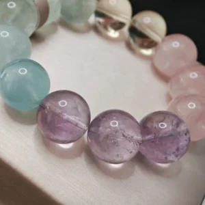 Aquamarine-Bolivian Amethyst-Fluorite-Lemon Citrine-Rose Quartz-Natural Crystal Bracelet-Meruisa Crystal