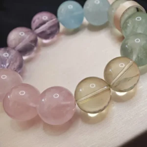Aquamarine-Bolivian Amethyst-Fluorite-Lemon Citrine-Rose Quartz-Natural Crystal Bracelet-Meruisa Crystal