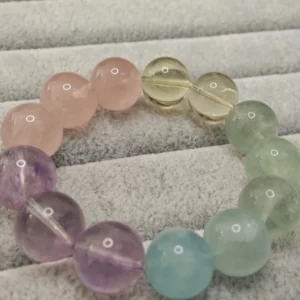 Aquamarine-Bolivian Amethyst-Fluorite-Lemon Citrine-Rose Quartz-Natural Crystal Bracelet-Meruisa Crystal