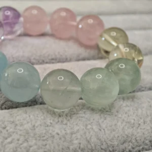 Aquamarine-Bolivian Amethyst-Fluorite-Lemon Citrine-Rose Quartz-Natural Crystal Bracelet-Meruisa Crystal