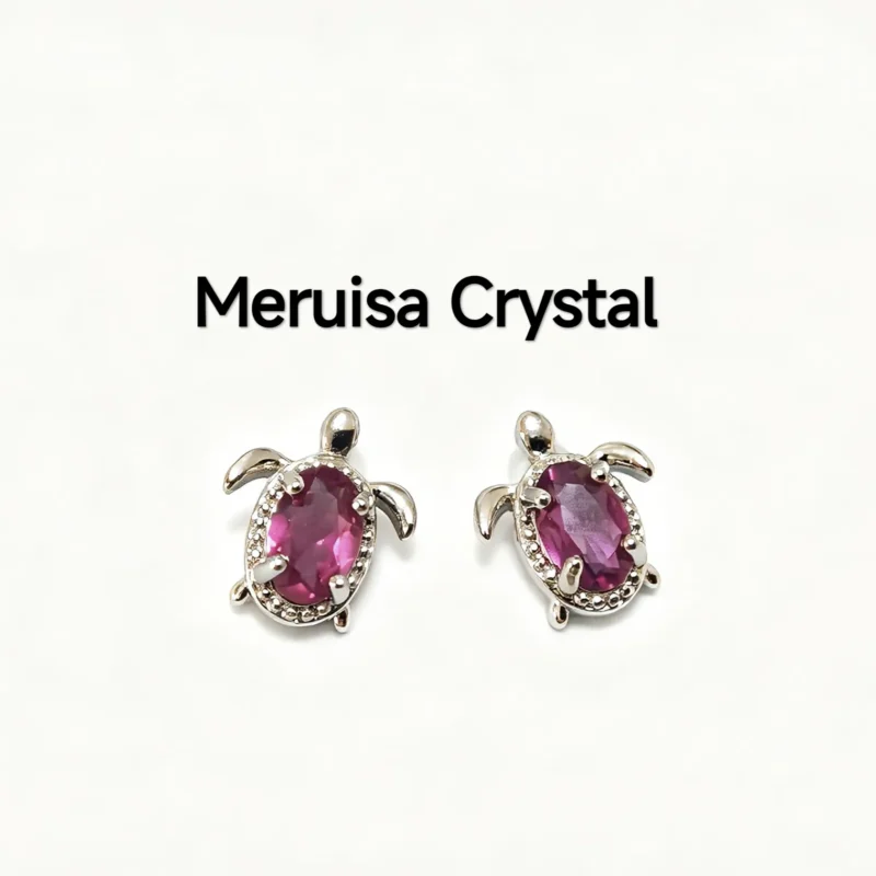 Garnet Vitality & Protection Sea Turtle Stud Earrings in 925 sterling silver with beaded halo – Meruisa