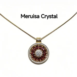 Garnet Guidance Pendant — natural Garnet compass pendant with zirconia outer ring and pave crystal center by Meruisa Crystal
