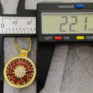 Garnet Guidance Pendant — natural Garnet compass pendant with zirconia outer ring and pave crystal center by Meruisa Crystal