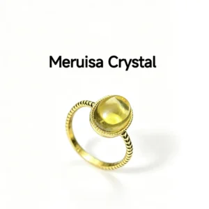 natural honey-yellow oval cabochon Citrine set in gold-plated sterling silver ring by Meruisa Crystal