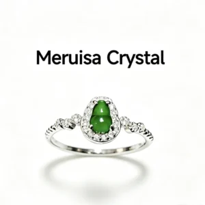 Green Fortune Collection Jadeite Jewelry Set — S925 silver 4-piece set with natural green jadeite and diamonds by Meruisa Crystal