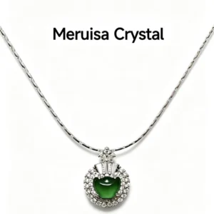 Green Fortune Collection Jadeite Jewelry Set — S925 silver 4-piece set with natural green jadeite and diamonds by Meruisa Crystal