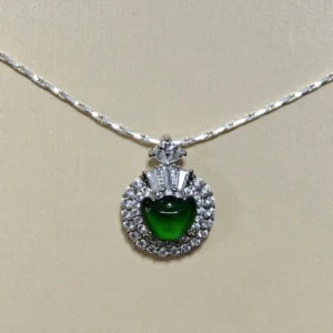 Green Fortune Collection Jadeite Jewelry Set — S925 silver 4-piece set with natural green jadeite and diamonds by Meruisa Crystal