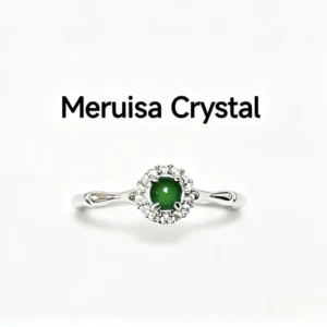 Green Fortune Collection Jadeite Jewelry Set — S925 silver 4-piece set with natural green jadeite and diamonds by Meruisa Crystal
