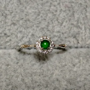 Green Fortune Collection Jadeite Jewelry Set — S925 silver 4-piece set with natural green jadeite and diamonds by Meruisa Crystal
