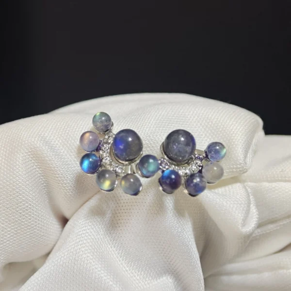 拉長石 · 直覺與守護星雲耳釘 Meruisa Crystal 出品:拉長石直覺與守護耳釘耳環(純銀鑲嵌)