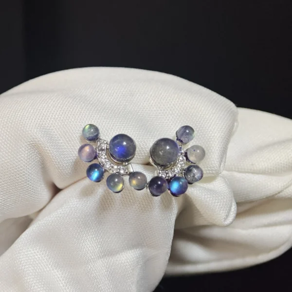 拉長石 · 直覺與守護星雲耳釘 Meruisa Crystal 出品:拉長石直覺與守護耳釘耳環(純銀鑲嵌)