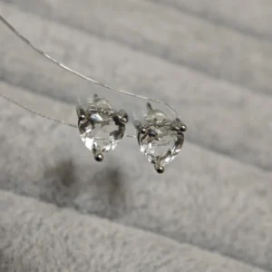 Clear Quartz Clarity & Intention Heart Stud Earrings in 925 sterling silver by Meruisa Crystal
