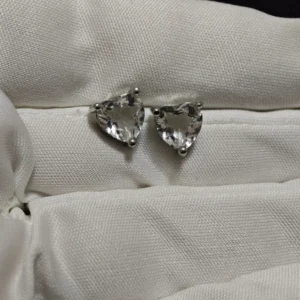 Clear Quartz Clarity & Intention Heart Stud Earrings in 925 sterling silver by Meruisa Crystal