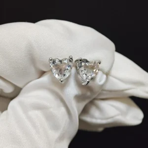 Clear Quartz Clarity & Intention Heart Stud Earrings in 925 sterling silver by Meruisa Crystal