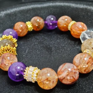 The Harmonist Black Gold Super Seven Amethyst Clear Quartz Bracelet Wealth Abundance Connections Meruisa