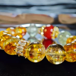 紅瑪瑙—綠髮晶—黃水晶—豐盛流動—天然水晶手鍊—Meruisa Crystal