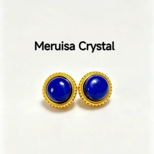 Lapis Lazuli Gold‑Plated Stud Earrings — S925 silver with natural lapis center by Meruisa Crystal