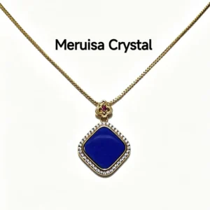 Sacred Geometry Lapis Lazuli Clarity Pendant/Necklace — polished square-cut natural Lapis Lazuli set in gold-plated sterling silver with pave accents by Meruisa Crystal