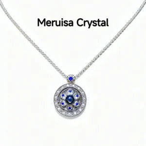 Obsidian · Guidance Compass Pendant/Necklace — compass pendant with natural Black Obsidian center, pave diamond halo, and Sapphire accents by Meruisa Crystal