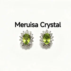 Peridot Serenity & Renewal Stud Earrings in sterling silver with zirconia halo by Meruisa Crystal