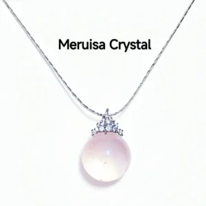 Rose Quartz · Healing & Purifier Sphere Pendant/Necklace — natural 18.3mm polished round rose quartz bead with micro‑pave diamond cap by Meruisa Crystal