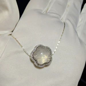 Rose Quartz · Love Energy Star Pendant/Necklace/Bracelet — natural 20.2mm five-pointed star carved from rose quartz with micro-pave diamond border by Meruisa Crystal