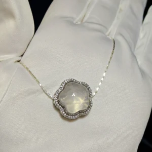 Rose Quartz · Love Energy Star Pendant/Necklace/Bracelet — natural 20.2mm five-pointed star carved from rose quartz with micro-pave diamond border by Meruisa Crystal